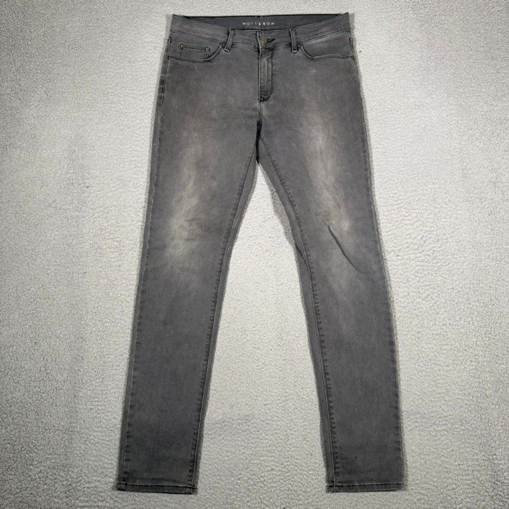 Mott‎ & Bow Jeans Mens 31x32 Gray Skinny Denim Casual Preppy 5 Pocket Stretch